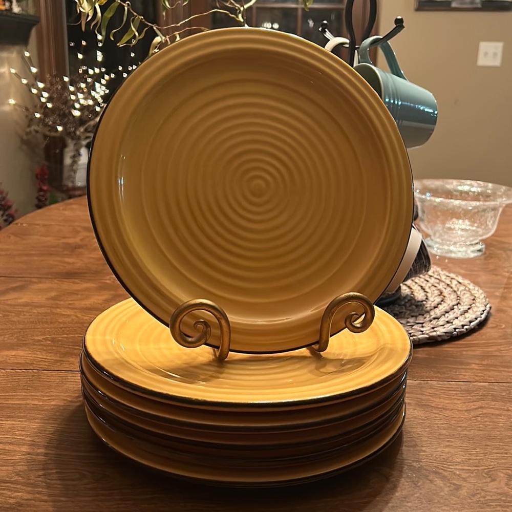 Artimino Villa Cortona Mustard yellow 10 7/8” Ironstone dinner plate set of 6